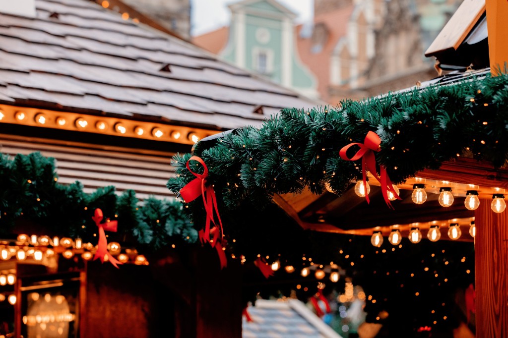Glowing Christmas Lights And Trees