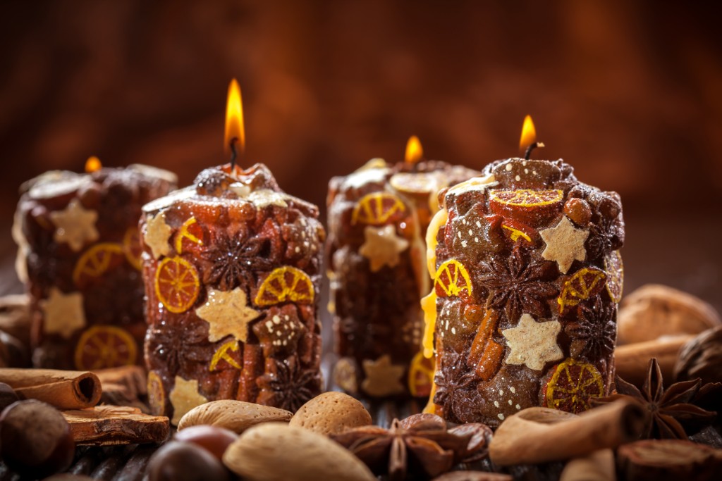 Burning Christmas Candles